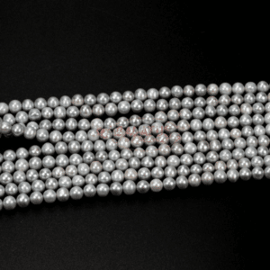 Boule de perles d’eau douce, argent brillant 6 mm, 1 fil