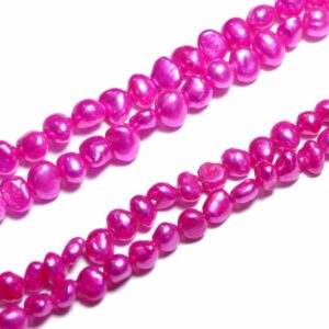Pépites de perles d’eau douce roses 4-5 et 6-7 mm, 1 fil