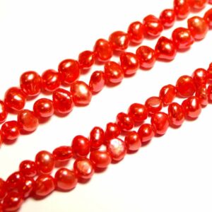 Pépites de perles d’eau douce orange 4-5 et 6-7 mm, 1 fil