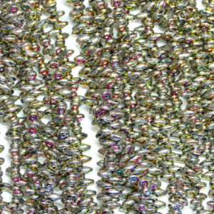 SuperDuo Beads Twin 2.5 × 5 mm Jet Full Vitrail Green (06), 1 strand