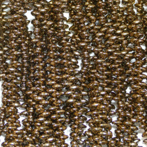 SuperDuo Beads Twin 2,5×5 mm Jet Gold Bronze (44), 1 Strang