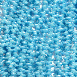 SuperDuo Beads Twin 2.5 × 5 mm Turquoise Bleu Blanc Lustre (62), 1 fil