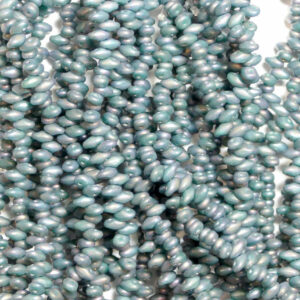 SuperDuo Beads Twin 2,5×5 mm Turquoise Green Nebula Mat (67), 1 Strang