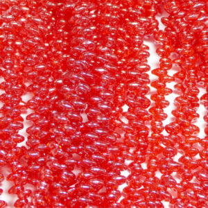 SuperDuo Beads Twin 2,5×5 mm Ruby White Luster (75), 1 Strang