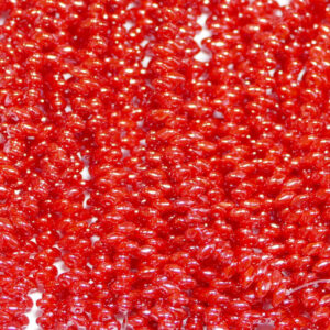 SuperDuo Beads Twin 2.5×5 mm Opal Red White Luster (76), 1 strand