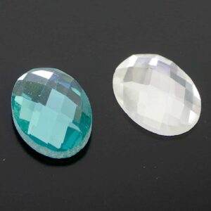 Crystal bead cabochon oval faceted foiled 8x13x5mm
