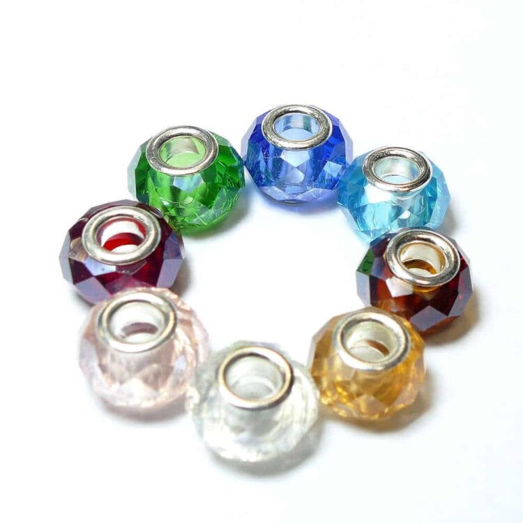 glass bead large hole faceted