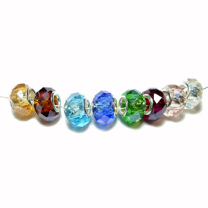 Module perles grand trou verre nacré à facettes sélection de couleurs 14 mm