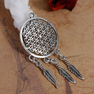 Metal pendant dream catcher flower of life 64x29mm silver