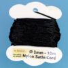 Nylon Satin Cord Ø 1 mm 10m (€ 0.22 / m) - black