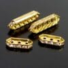 Spacer bead rectangular rhinestone metal 2 pieces - gold, 3-rows