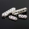Spacer bead rectangular rhinestone metal 2 pieces - silver, 3-rows