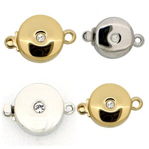“Arched, round” snap clasp NEUMANN 1-row 11/12 mm 23 carat gold-plated or rhodium-plated