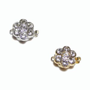 “Flower” snap clasp NEUMANN 1-row 10 mm 23 carat gold-plated or rhodium-plated