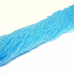 Crystal beads rondelle faceted light turquoise 3 x 4 mm, 1 strand