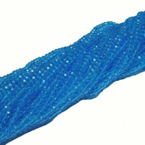 Crystal beads rondelle faceted turquoise 3 x 4 mm, 1 strand