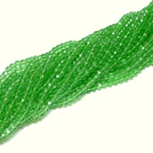 Perles de cristal rondelle facetté vert gazon 3 x 4 mm, 1 fil