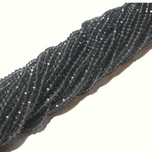 Perles de cristal rondelle facettées grises 3 x 4 mm, 1 fil