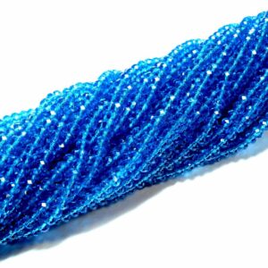 Crystal beads rondelle faceted indigo-transparent 3 x 4 mm, 1 strand