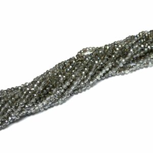 Crystal beads rondelle faceted gray-metallic-semi-transparent 3 x 4 mm, 1 strand