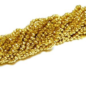 Perle di cristallo rondelle sfaccettate oro 5 x 6 mm, 1 filo