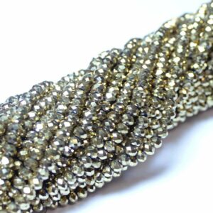 Crystal beads rondelle faceted light gold 3 x 4 mm, 1 strand