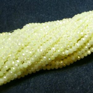 Crystal beads rondelle faceted light-yellow-AB 3 x 4 mm, 1 strand