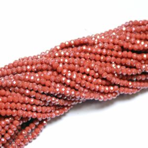 Perles de cristal rondelle facettées rouge corail 3 x 4 mm, 1 fil