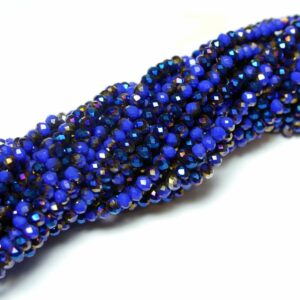 Perles de cristal rondelle facettes bleu-violet-métallisé 3 x 4 mm, 1 fil