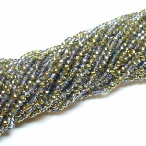 Perles de cristal rondelle facettées gris-or-métallisé 3 x 4 mm, 1 fil