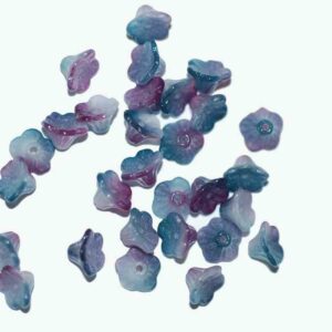 Glass beads calyxes 5 x 8 mm blue-purple, 20 pieces