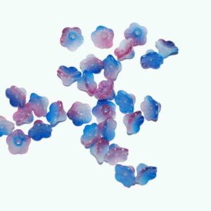 Perles de verre calices 5 x 8 mm bleu-rose, 20 pièces