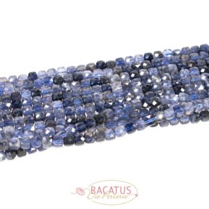 Iolite cube faceted approx 4x4mm, 1 strand