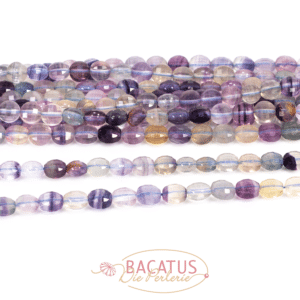 Fluorite faceted coins 8mm, 1 strand