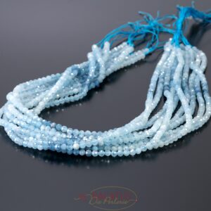 Ombre aigue-marine perles facettées 4mm 1 fil