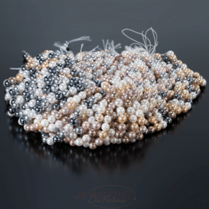 Perles de coquillage, boule brillante, 6 – 8 mm, 1 rang
