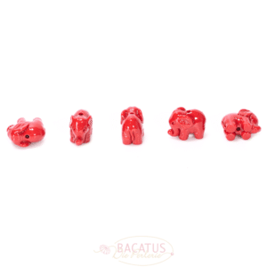 Artificial resin elephant red about 10x14mm, 1x