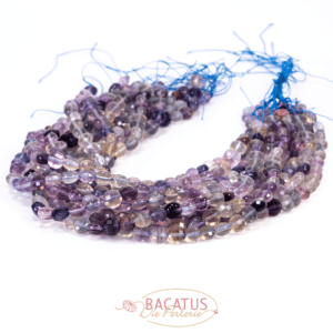 Fluorite faceted coins 8mm, 1 strand