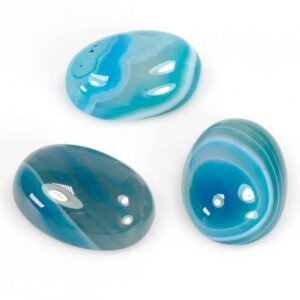 Band agate blue oval cabochon 18 x 13 mm, 1 piece