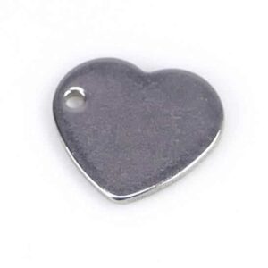 Pendant heart flat stainless steel 10×11 mm 4 pieces