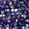 Verre double cône 4 mm choix de couleurs, 10 pièces - velours violet AB