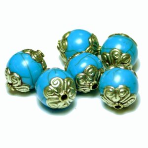 Mila perle turquoise environ 18×15 mm