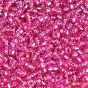 Miyuki Rocailles 6-4267 duracoat silverlined dyed pink parfait 9.9g
