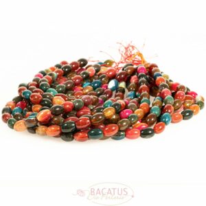Agate olives shiny multicolored approx. 10x14mm, 1 strand