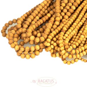 Sandalwood rounds light matt golden brown 6 – 10mm, 1 strand