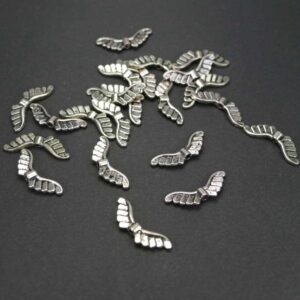 Metal bead wing silver approx. 8 x 24 mm, 4 pieces