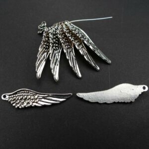 Metal pendant eagle wing silver-plated 46×14 mm