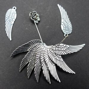 Metal pendants angel wings 30×10 mm, 4 pieces