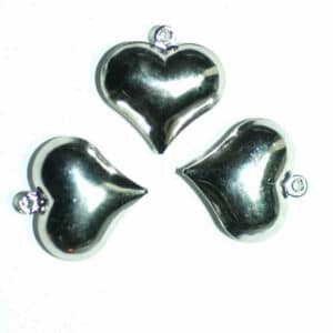 Metal pendants charm heart 16 mm, 3 pieces