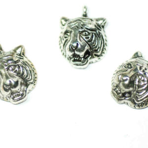 Metal pendants Charm tiger head 18×13 mm, 3 pieces